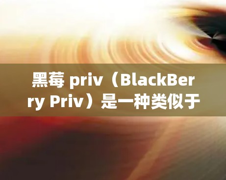 黑莓 priv（BlackBerry Priv）是一种类似于Wi-Fi和移动数据的网络服务，允许用户在手机上进行网络连接。如果你想用黑莓 priv作为VPN，以下是一些步骤和方法