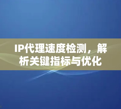 IP代理速度检测,解析关键指标与优化建议 IP代理速度检测,解析关键指标与优化建议