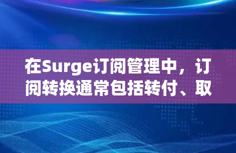 在Surge订阅管理中，订阅转换通常包括转付、取消转付以及状态设置等操作。以下是一些基本步骤，帮助您完成订阅转换