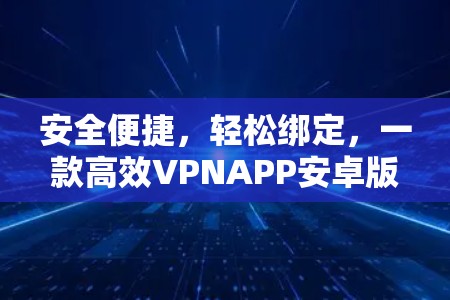 安全便捷,轻松绑定,一款高效VPNAPP安卓版下载 安全便捷,轻松绑定,一款高效VPNAPP安卓版下载